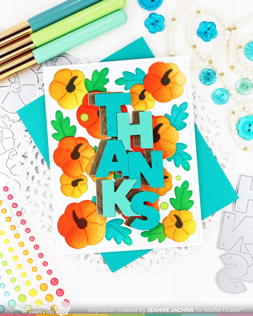Waffle Flower - Overlapping Vertical Thanks Word Die