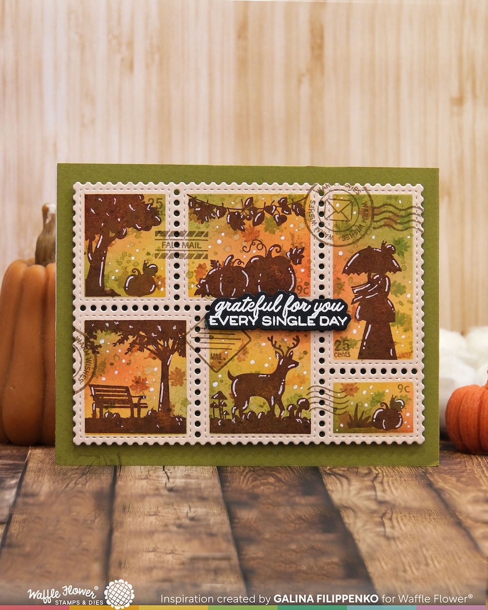 Waffle Flower - Postage Collage Autumn Sunset Stamp Set