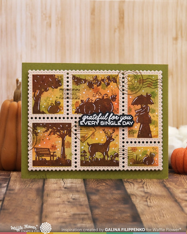 Waffle Flower - Postage Collage Autumn Sunset Stamp Set