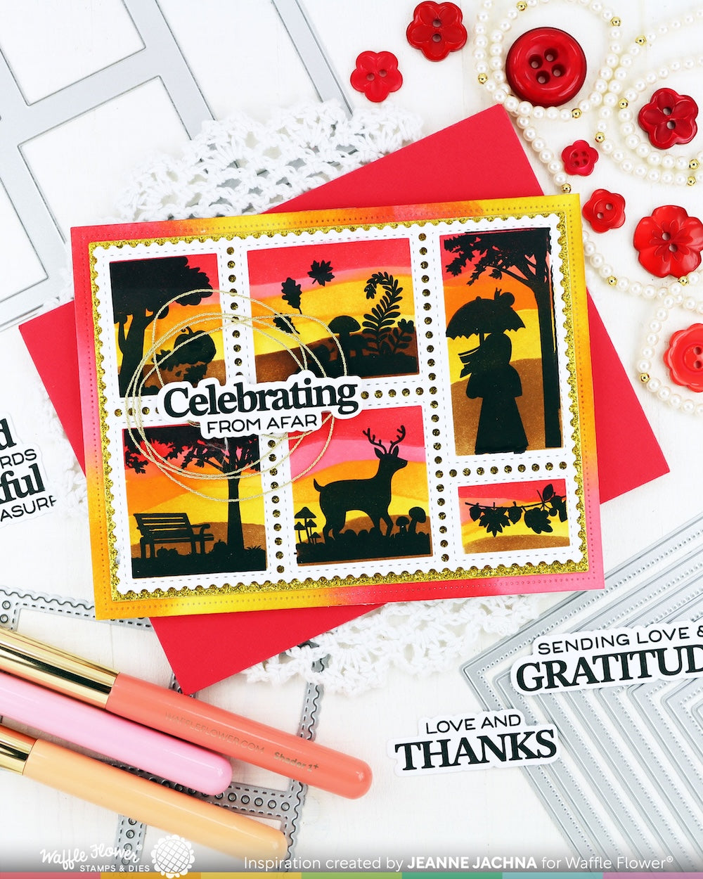 Waffle Flower - Postage Collage Autumn Sunset Stamp Set