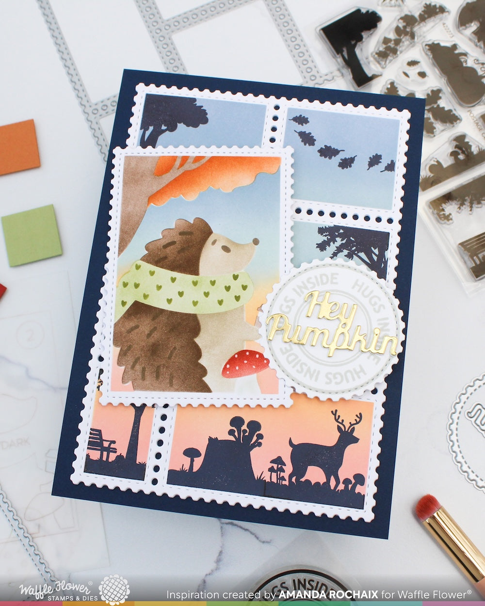 Waffle Flower - Postage Collage Autumn Sunset Stamp Set