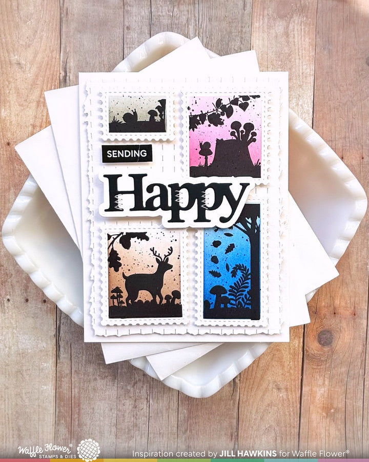 Waffle Flower - Postage Collage Autumn Sunset Stamp Set