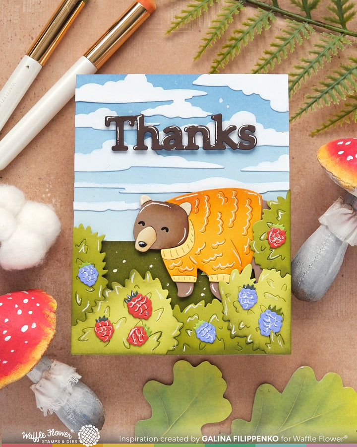 Waffle Flower Woodland Hugs Die - handmade card project by Galina