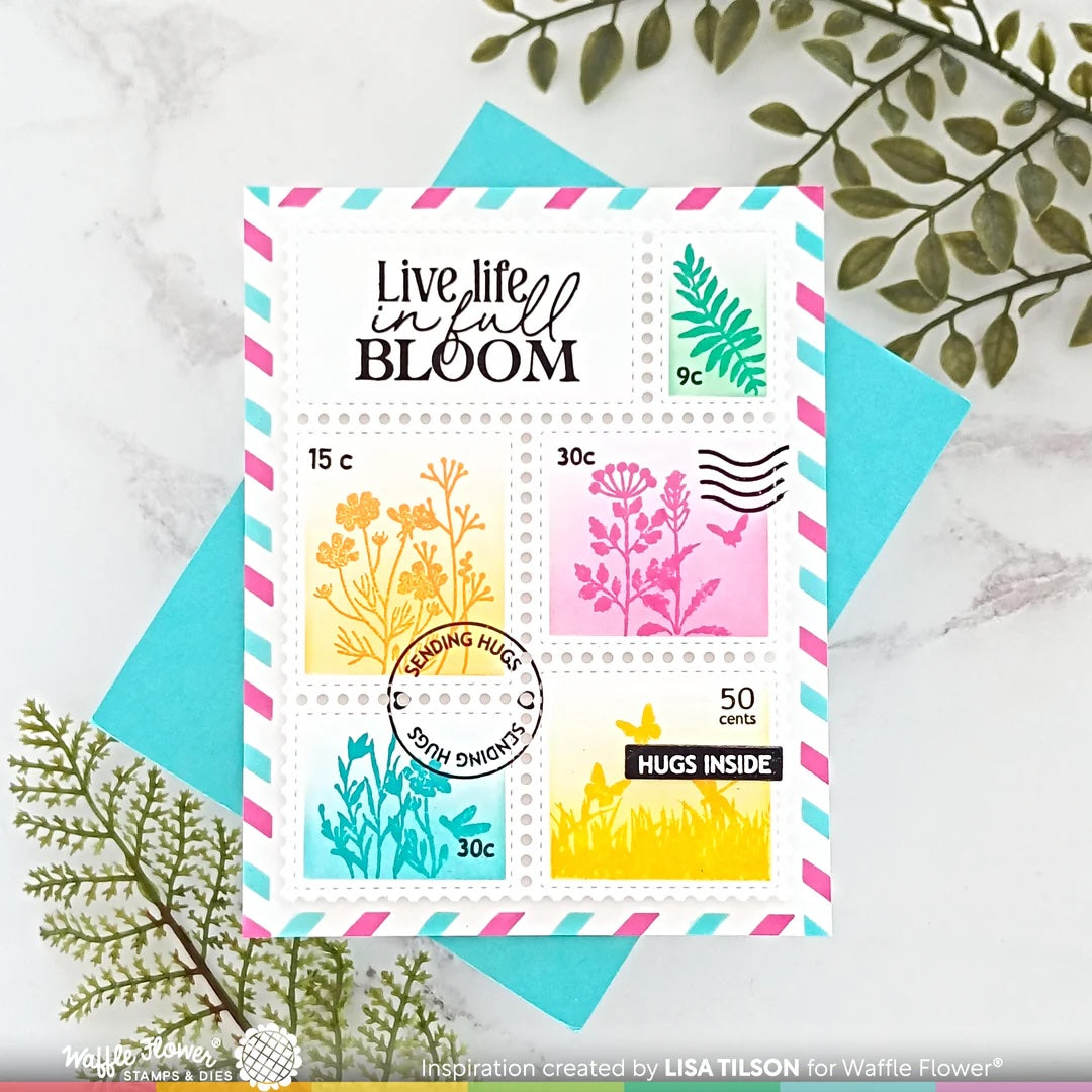 Waffle Flower Postage Collage Wild Flower Silhouettes Stamp Set 421691