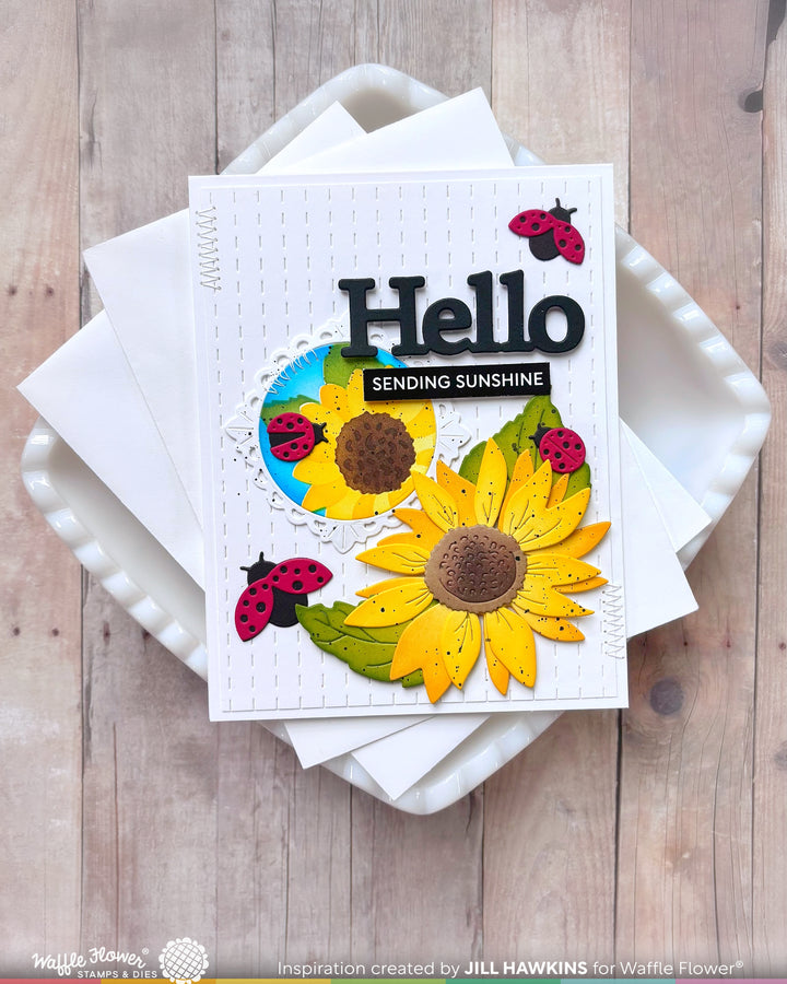 Waffle Flower Simple Greetings Trio Die - handmade card project by Jill