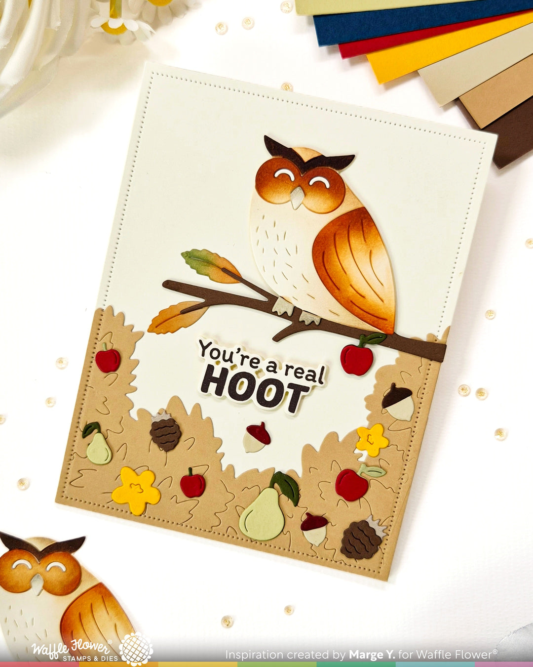 Waffle Flower Owl Duo Die-n-stencil - handmade card project by Marge