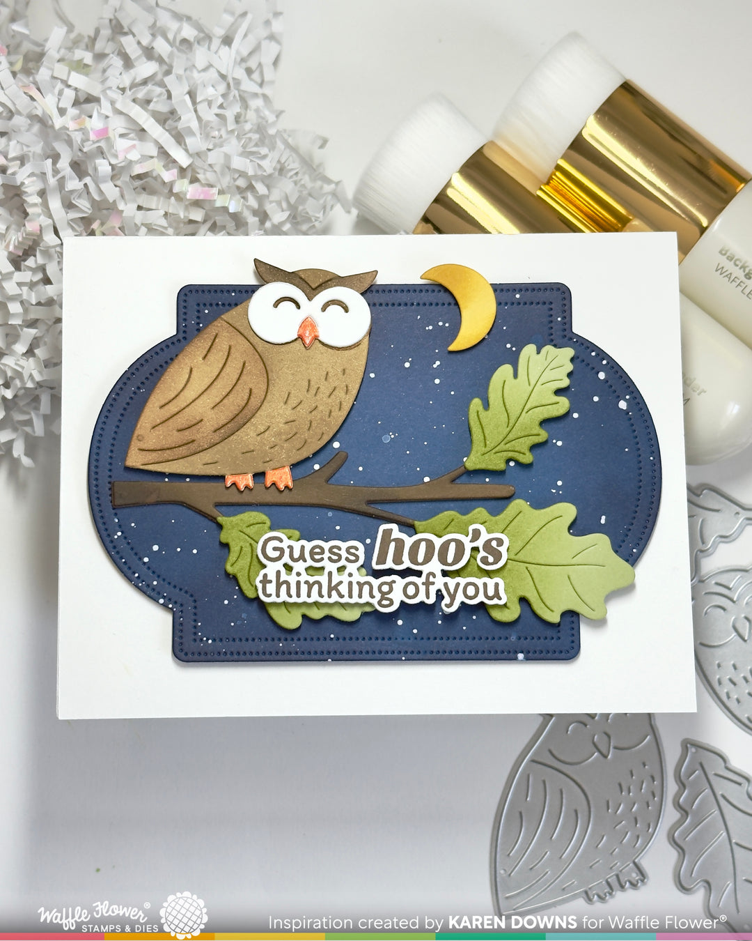 Waffle Flower Owl Duo Die-n-stencil - handmade card project by Karen