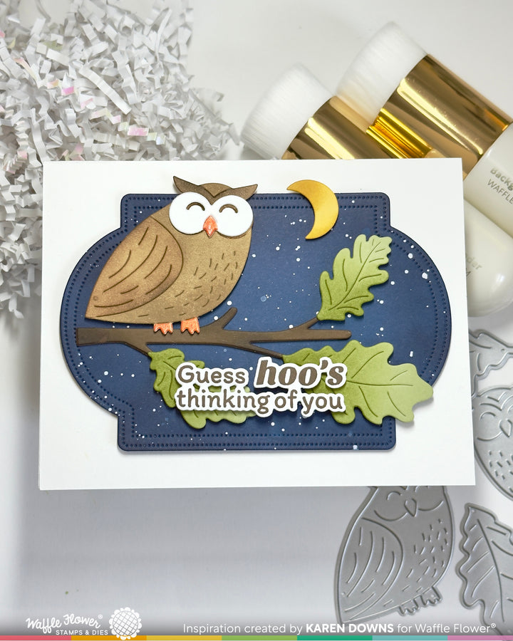 Waffle Flower Owl Duo Die-n-stencil - handmade card project by Karen