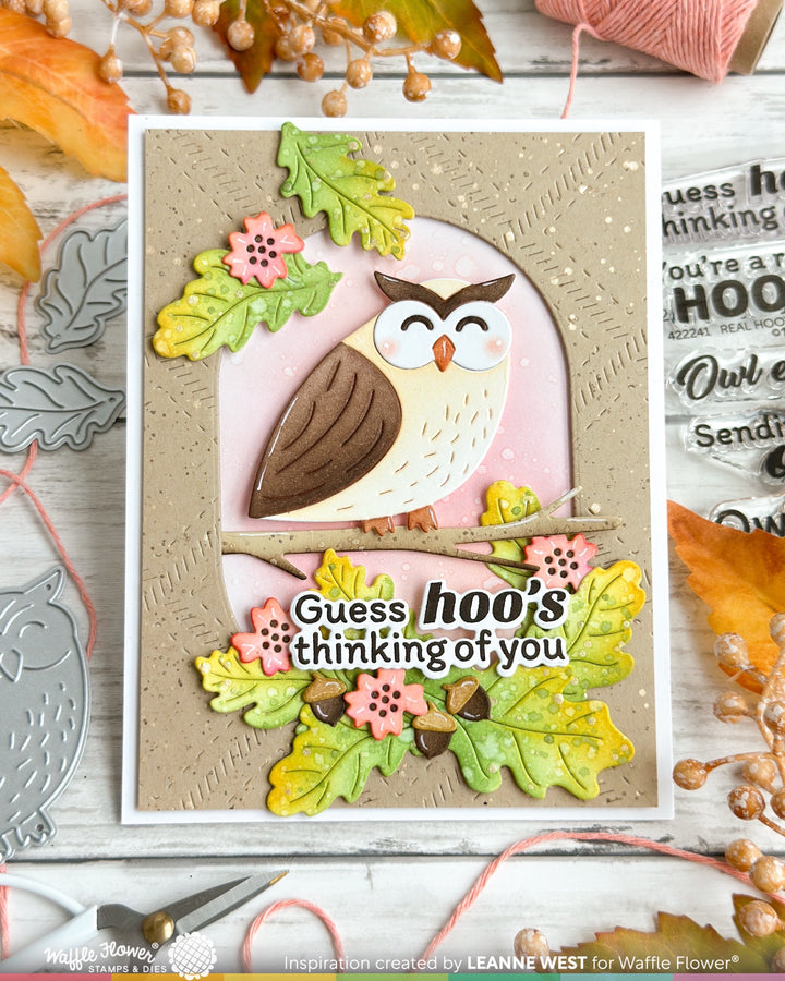 Waffle Flower Owl Duo Die-n-stencil - handmade card project by Leanne