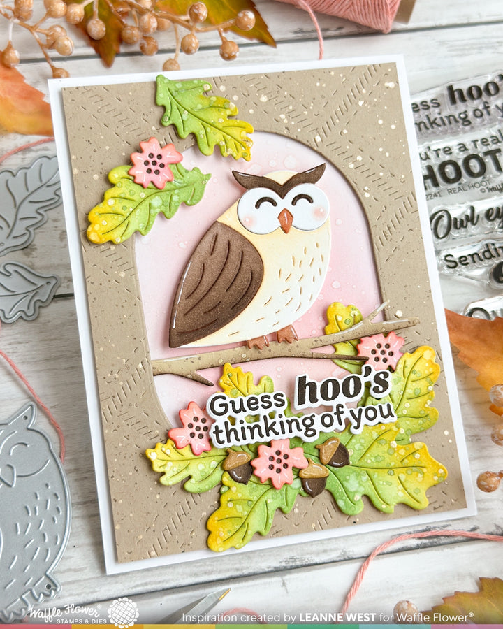 Waffle Flower Owl Duo Die-n-stencil - handmade card project by Leanne, photo 2