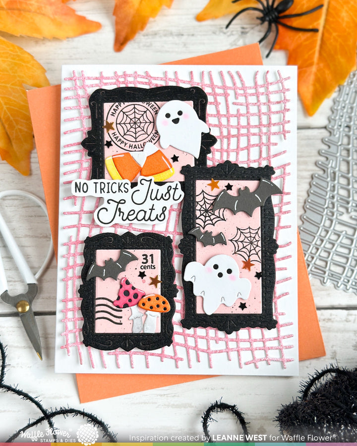 Waffle Flower Postage Collage Spooktacular Icons Die - handmade card project by Leanne