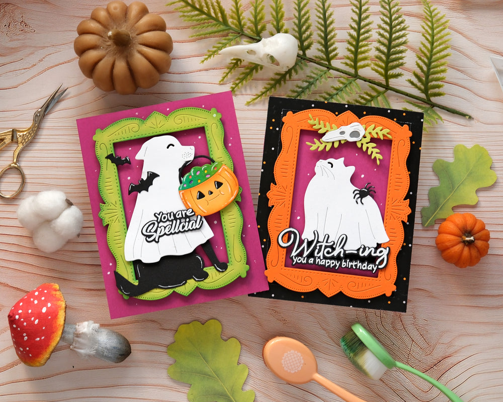 Waffle Flower Happy Haunting Cat Die - handmade card project by Galina