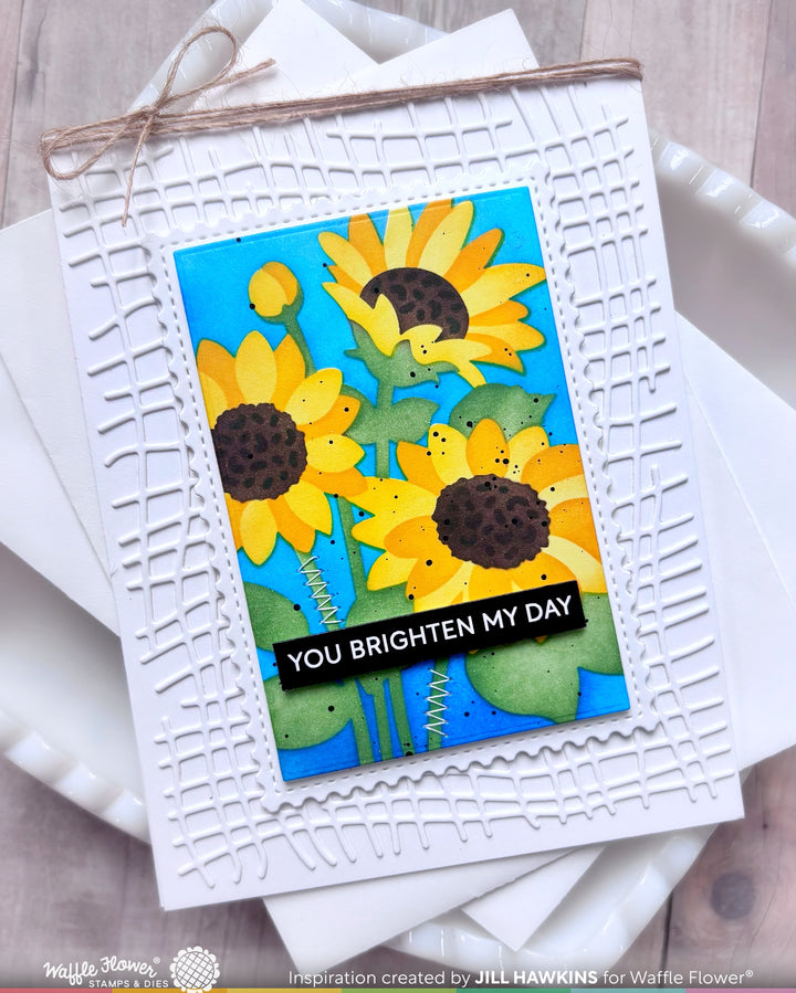 Waffle Flower NPC Sunflower Stencil - handmade card project by Jill