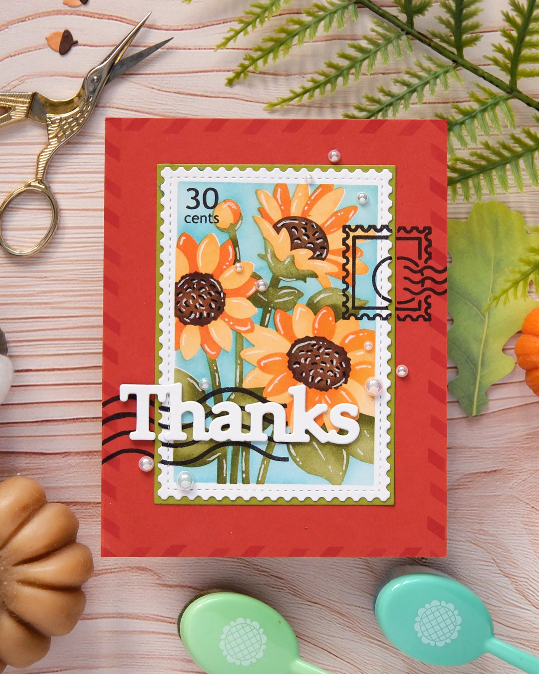Waffle Flower NPC Sunflower Stencil - handmade card project by Galina, photo 3