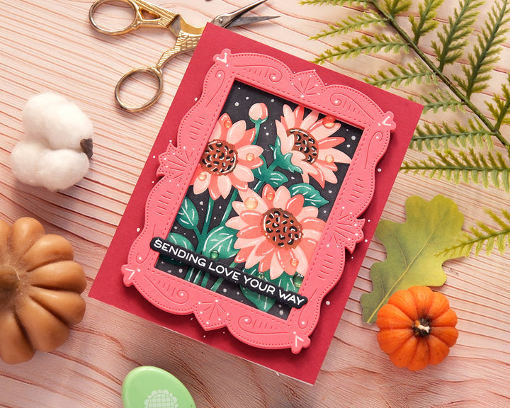 Waffle Flower NPC Sunflower Stencil - handmade card project by Galina, photo 2