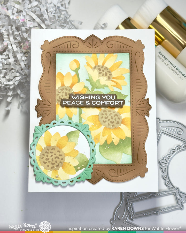 Waffle Flower NPC Sunflower Stencil - handmade card project by Karen, photo 2