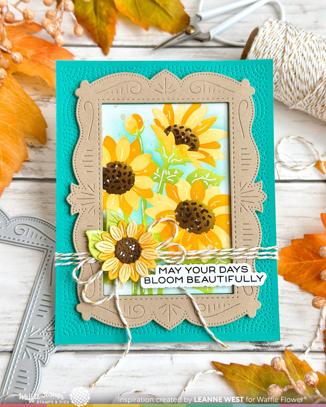 Waffle Flower NPC Sunflower Stencil - handmade card project by Leanne, photo 2