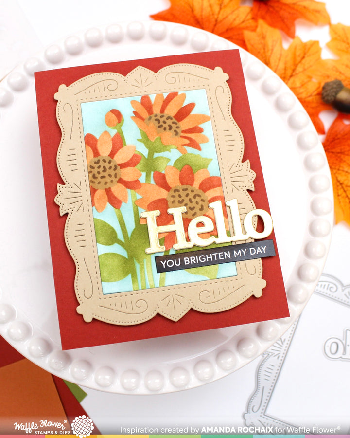 Waffle Flower NPC Sunflower Stencil - handmade card project by Amanda, photo 2