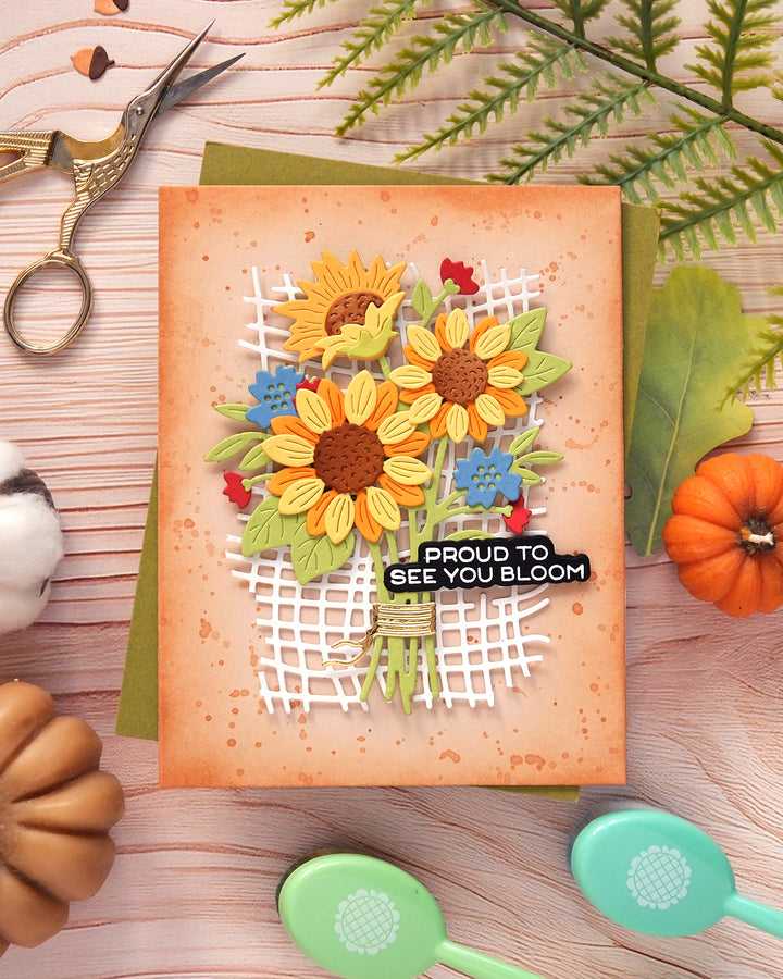 Waffle Flower Sunflower Bouquet Die - handmade card project by Galina