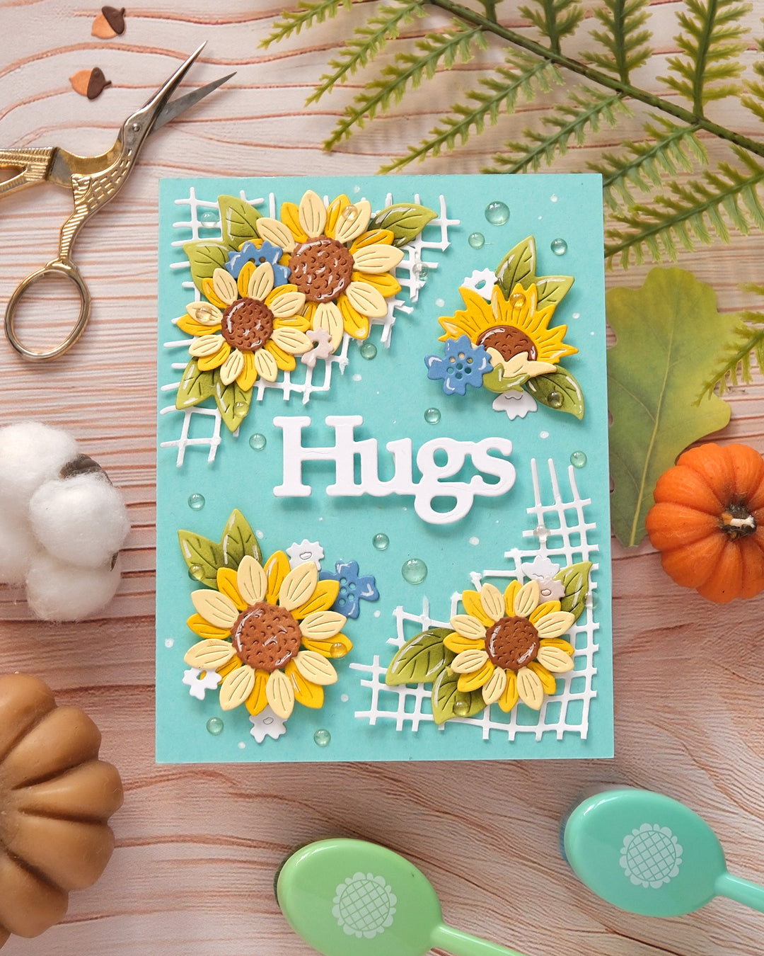 Waffle Flower Sunflower Bouquet Die - handmade card project by Galina, photo 4