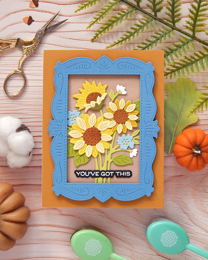 Waffle Flower Sunflower Bouquet Die - handmade card project by Galina, photo 2