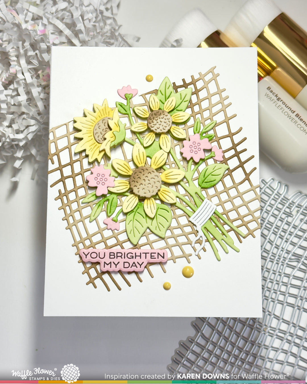 Waffle Flower Sunflower Bouquet Die - handmade card project by Karen, photo 2