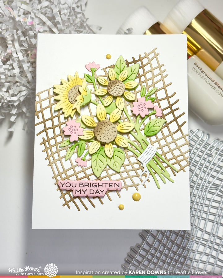 Waffle Flower Sunflower Bouquet Die - handmade card project by Karen, photo 2
