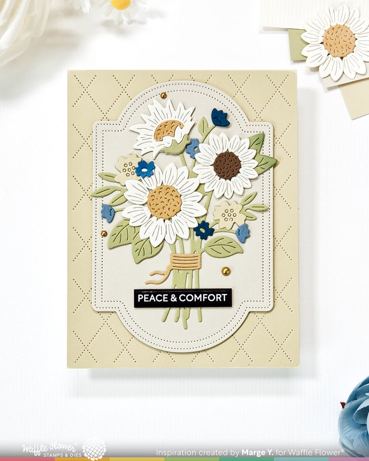 Waffle Flower Sunflower Bouquet Die - handmade card project by Marge, photo 3