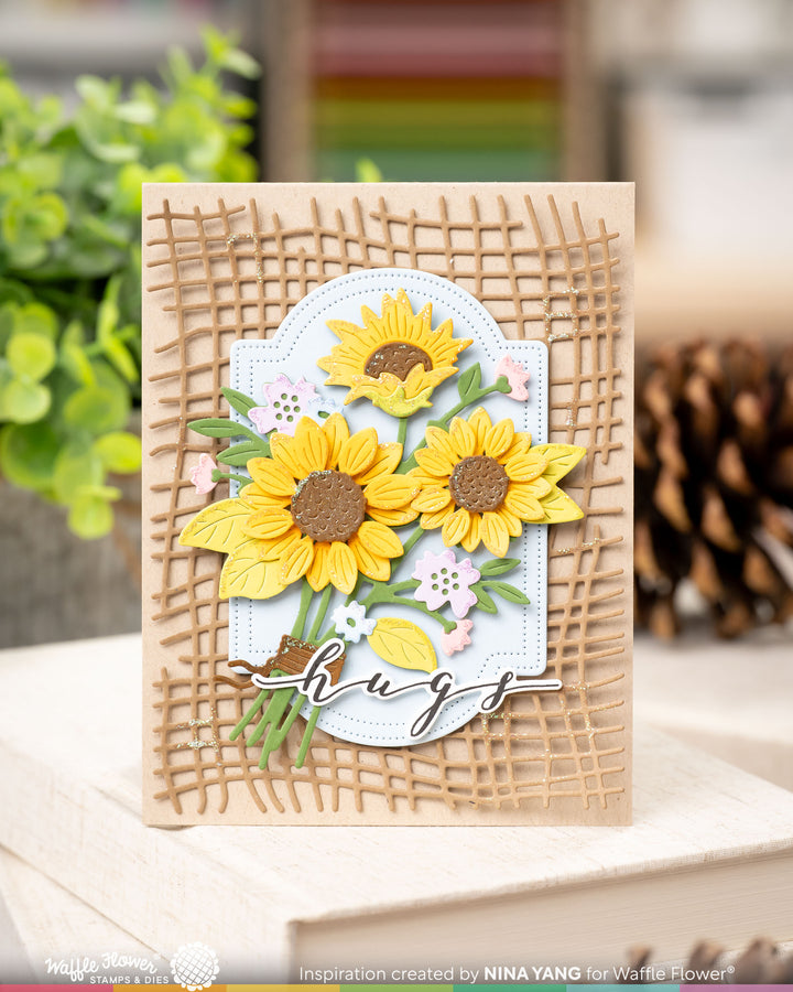 Waffle Flower Sunflower Bouquet Die - handmade card project by Nina