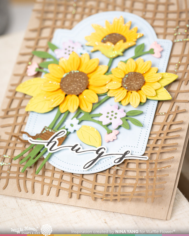 Waffle Flower Sunflower Bouquet Die - handmade card project by Nina, photo 2