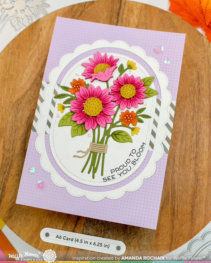 Waffle Flower Sunflower Bouquet Die - handmade card project by Amanda