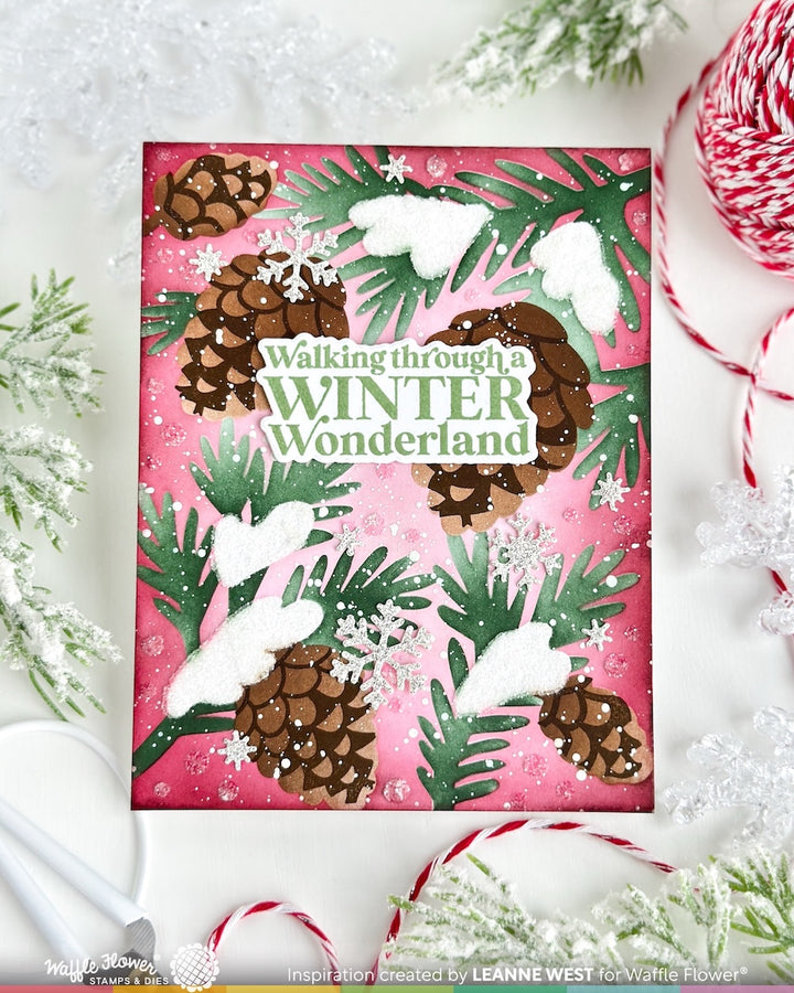 Waffle Flower - Snowcapped Pinecone Stencil
