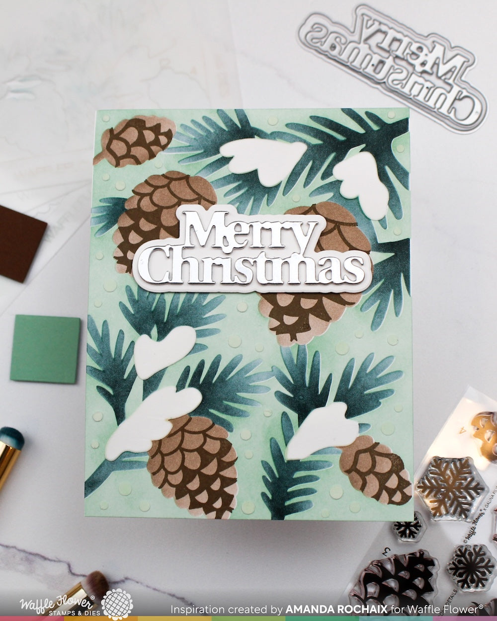 Waffle Flower - Snowcapped Pinecone Stencil