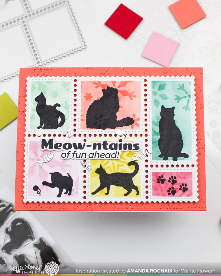 Waffle Flower - Postage Collage Cat Silhouettes Stamp Set