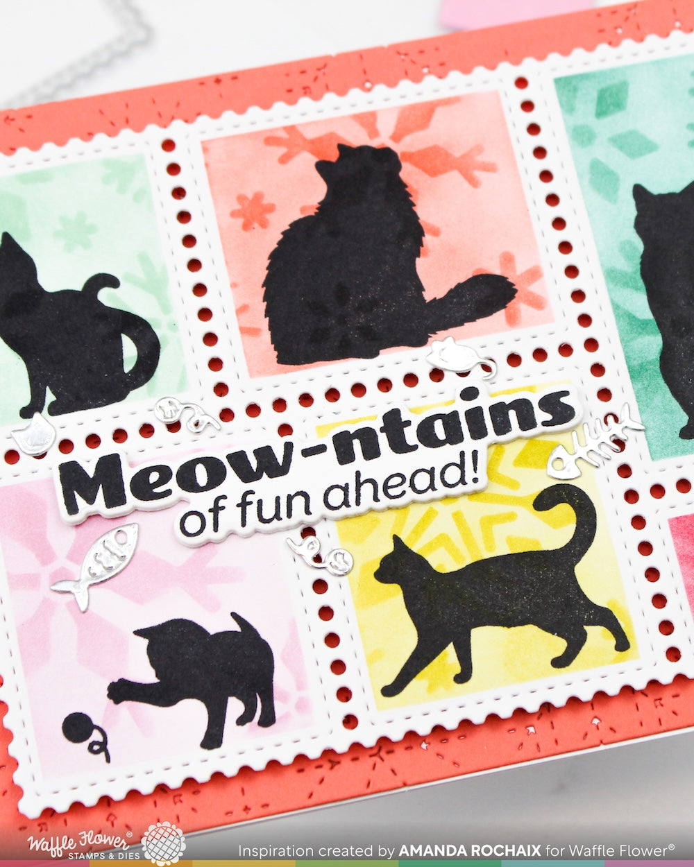 Waffle Flower - Postage Collage Cat Silhouettes Stamp Set