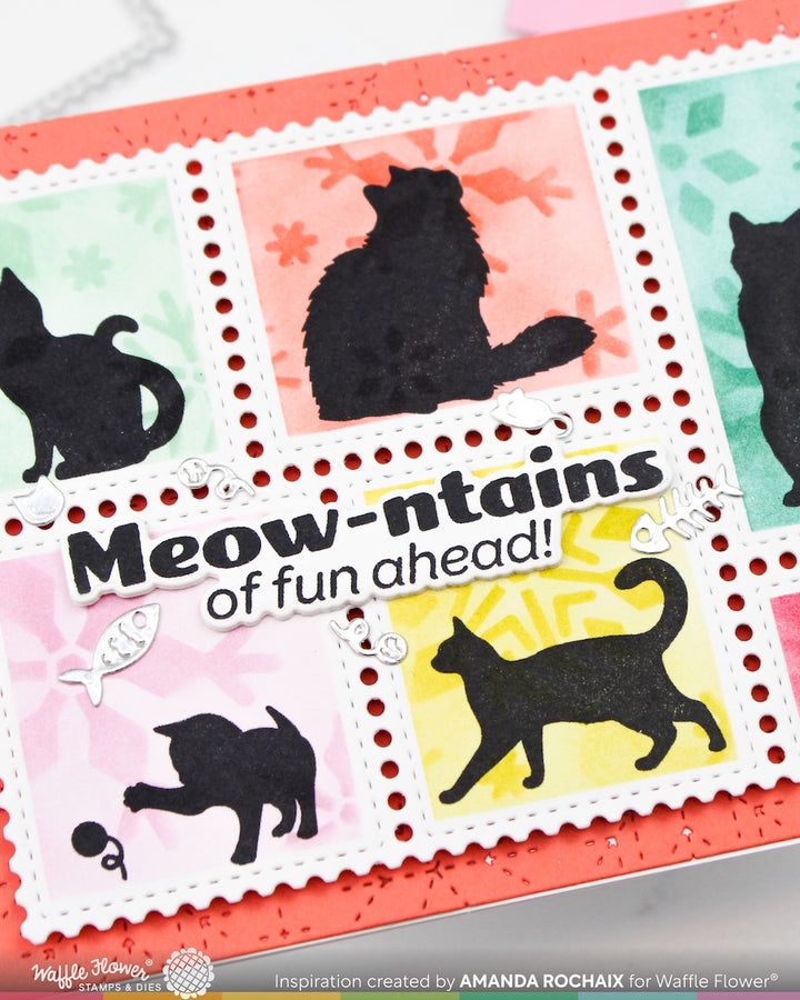 Waffle Flower - Postage Collage Cat Silhouettes Stamp Set