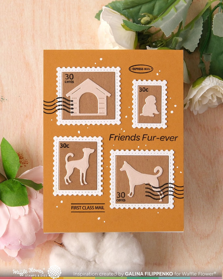 Waffle Flower - Postage Collage Dog Silhouettes Die