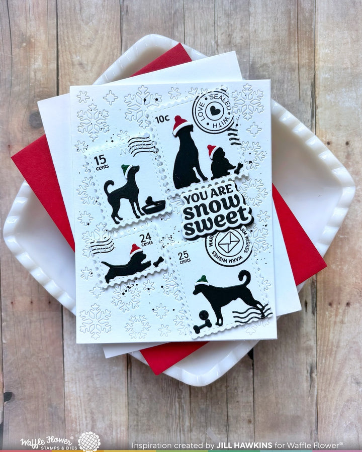 Waffle Flower - Postage Collage Dog Silhouettes Die