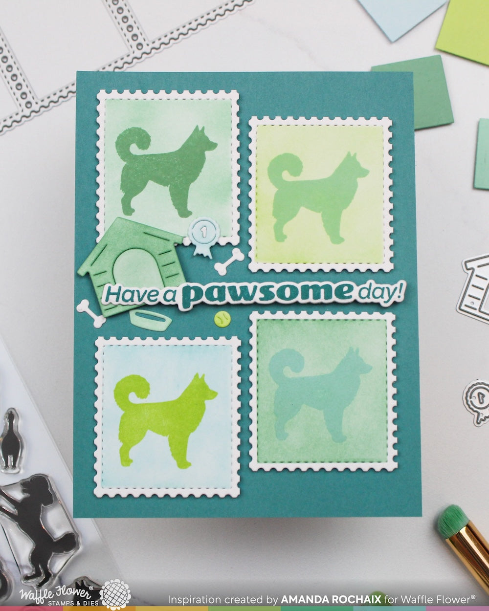Waffle Flower - Postage Collage Dog Silhouettes Stamp Set