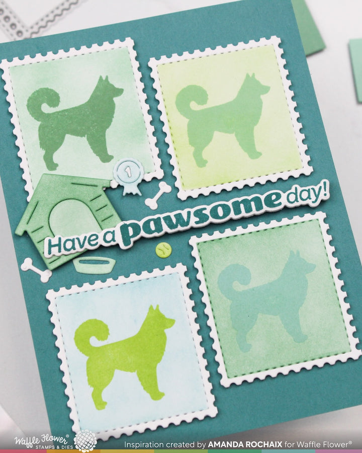 Waffle Flower - Postage Collage Dog Silhouettes Stamp Set