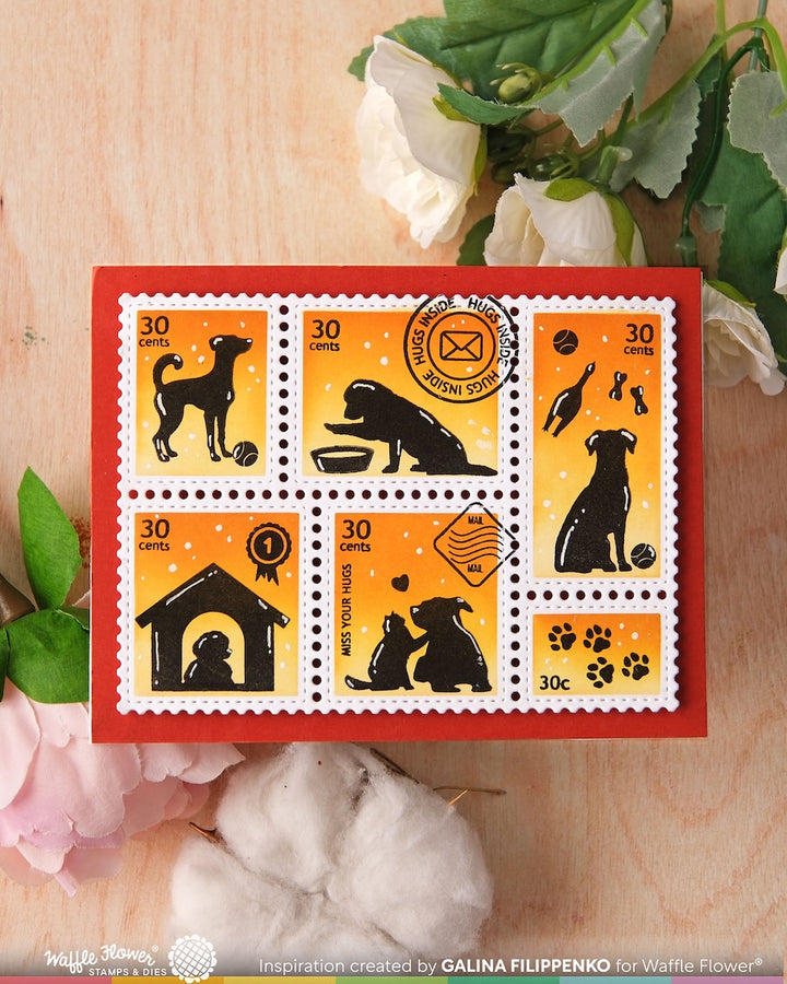 Waffle Flower - Postage Collage Dog Silhouettes Stamp Set