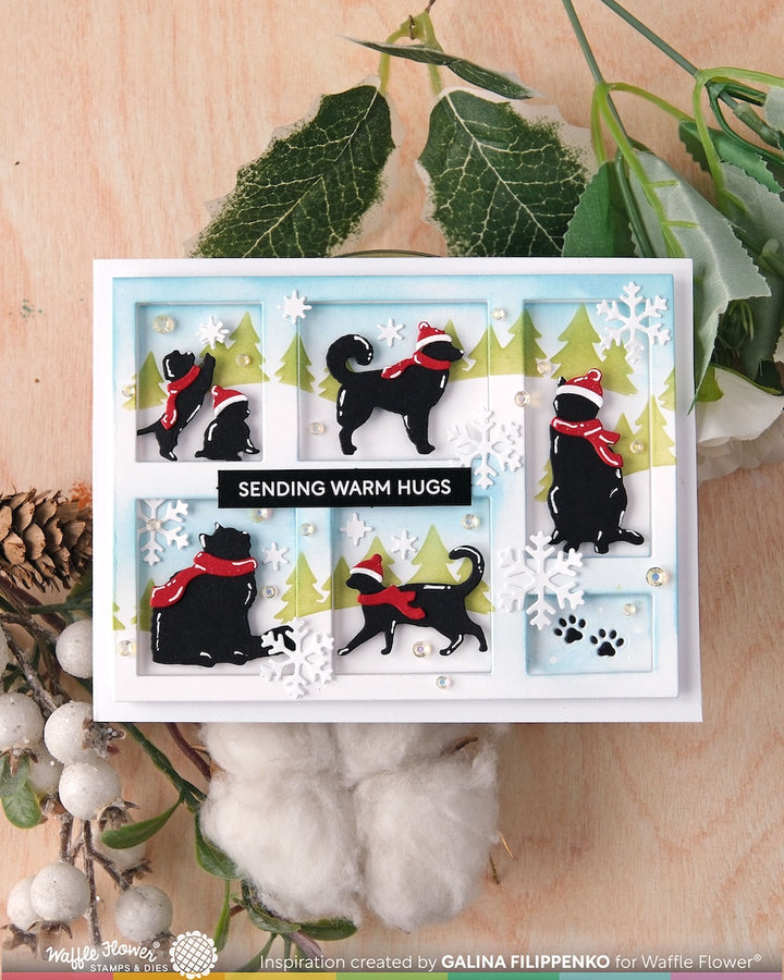 Waffle Flower - Postage Collage Dog Silhouettes Die