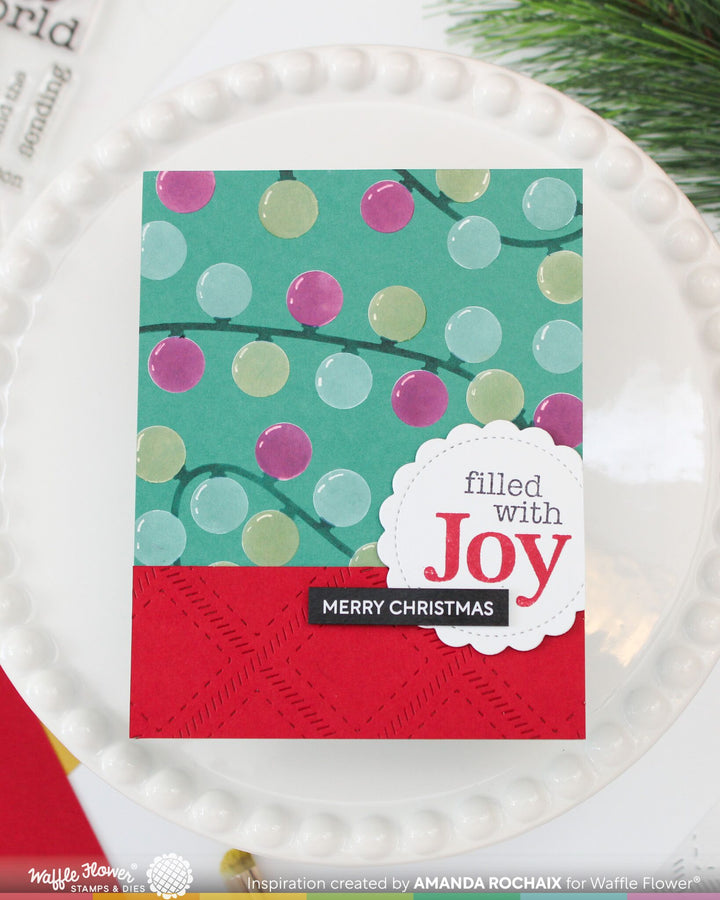 Project made with the Waffle Flower Winter Lights Stencil by Amanda