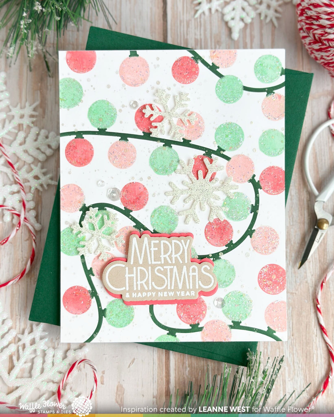 Project made with the Waffle Flower Winter Lights Stencil by Leanne