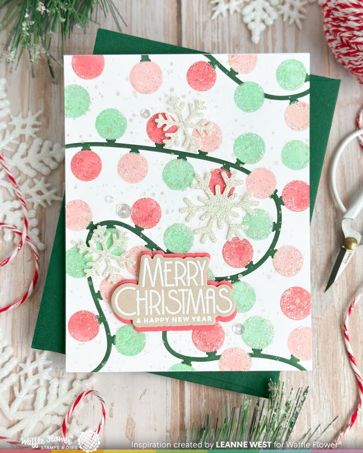 Project made with the Waffle Flower Winter Lights Stencil by Leanne