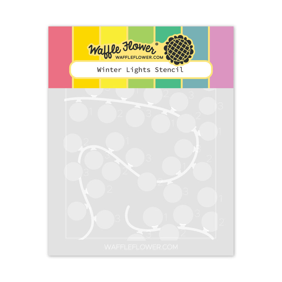 Waffle Flower Winter Lights Stencil in its packaging