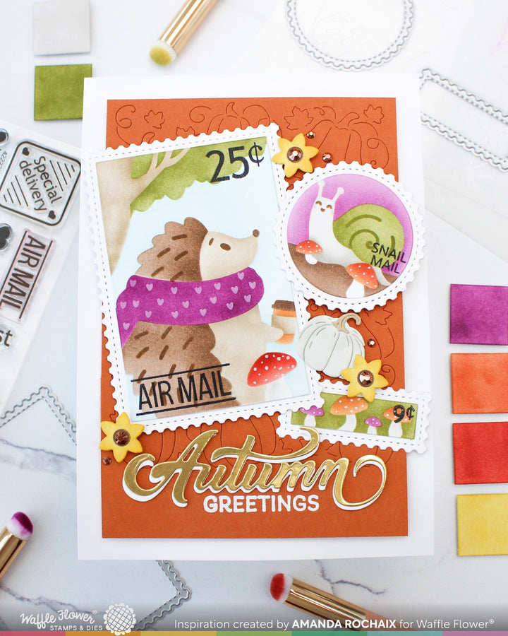 Waffle Flower - Nesting Postage Collage Mush Love Stencil