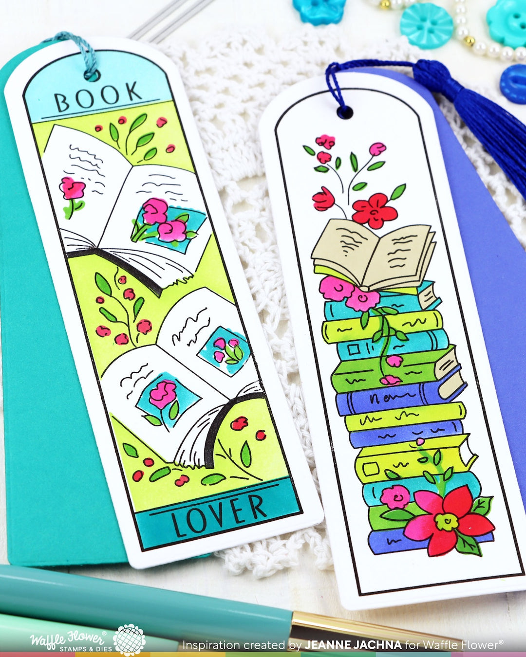 Waffle Flower - Round Bookmark - Book Lover Stamp Set