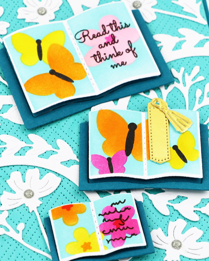 Waffle Flower - Open Book Trio Butterfly Stencil