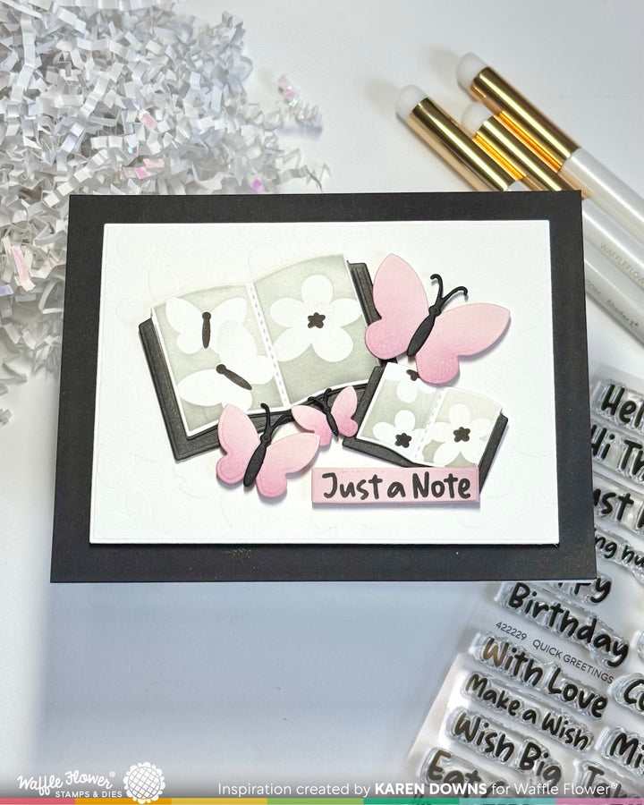 Waffle Flower - Open Book Trio Butterfly Stencil